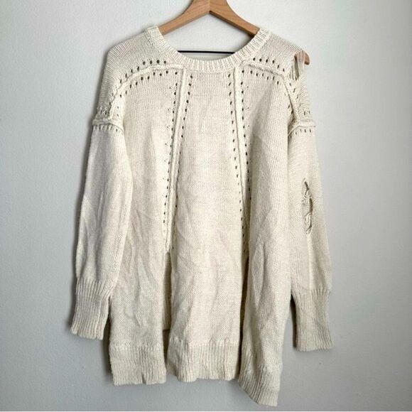 WILDFOX cream distressed sweater - Picture 3 of 6